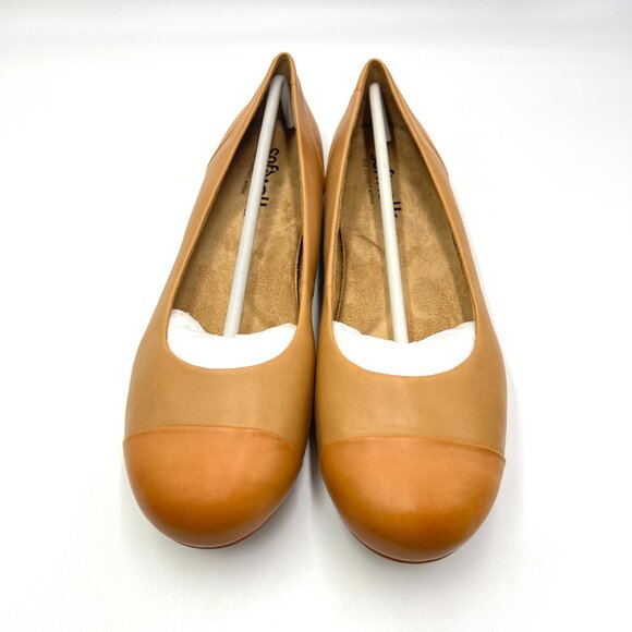 Softwalk‎ Womens 10M Sonoma Cognac Brown Leather Slip On Comfort Flats Shoes - Picture 2 of 14